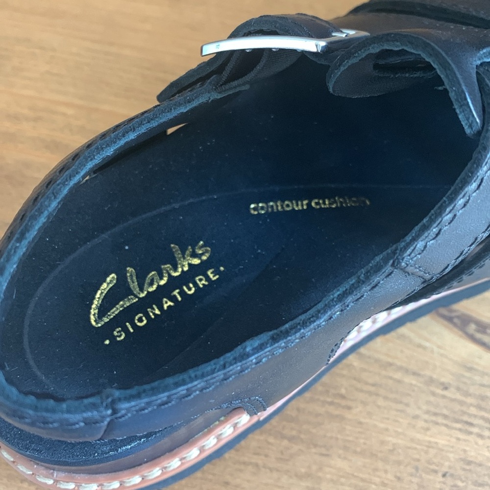 NEW Clarks Orianna Twist Black Chunky Platform Sandals Size 6.5 - Picture 3 of 5